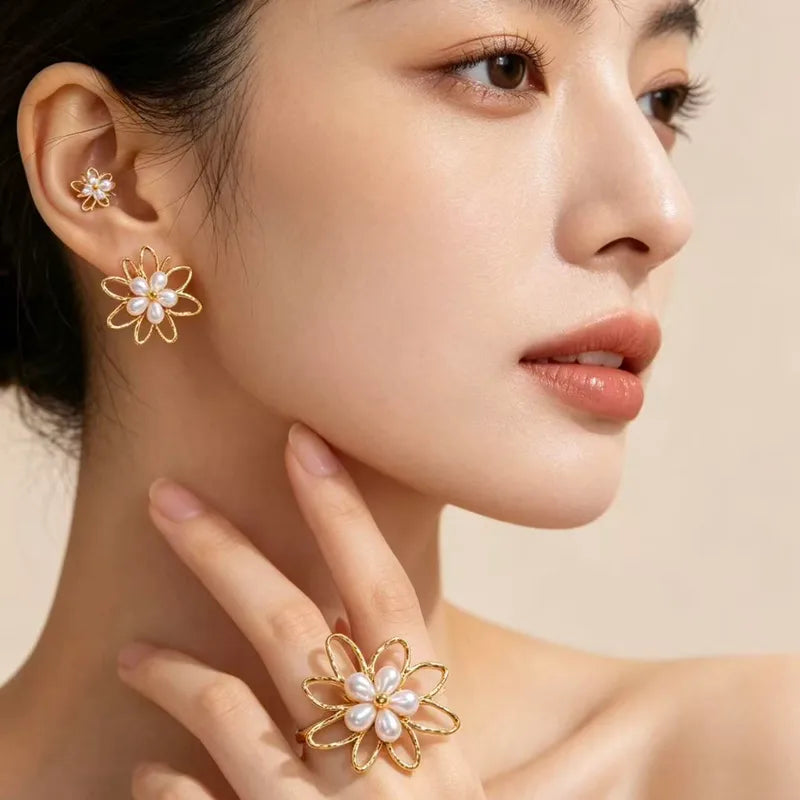 Pearl Flower Earrings