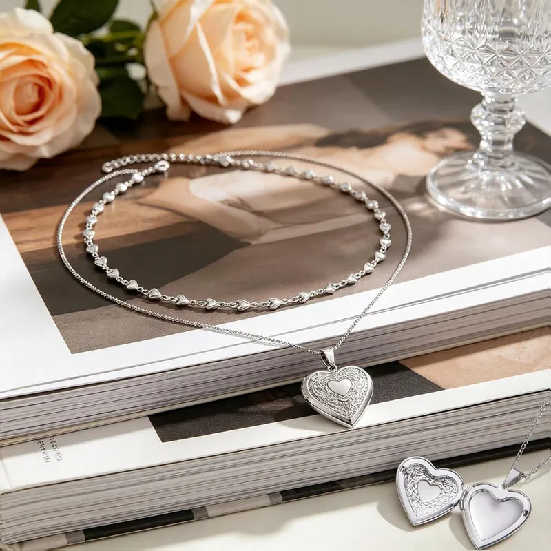 Double heart necklace